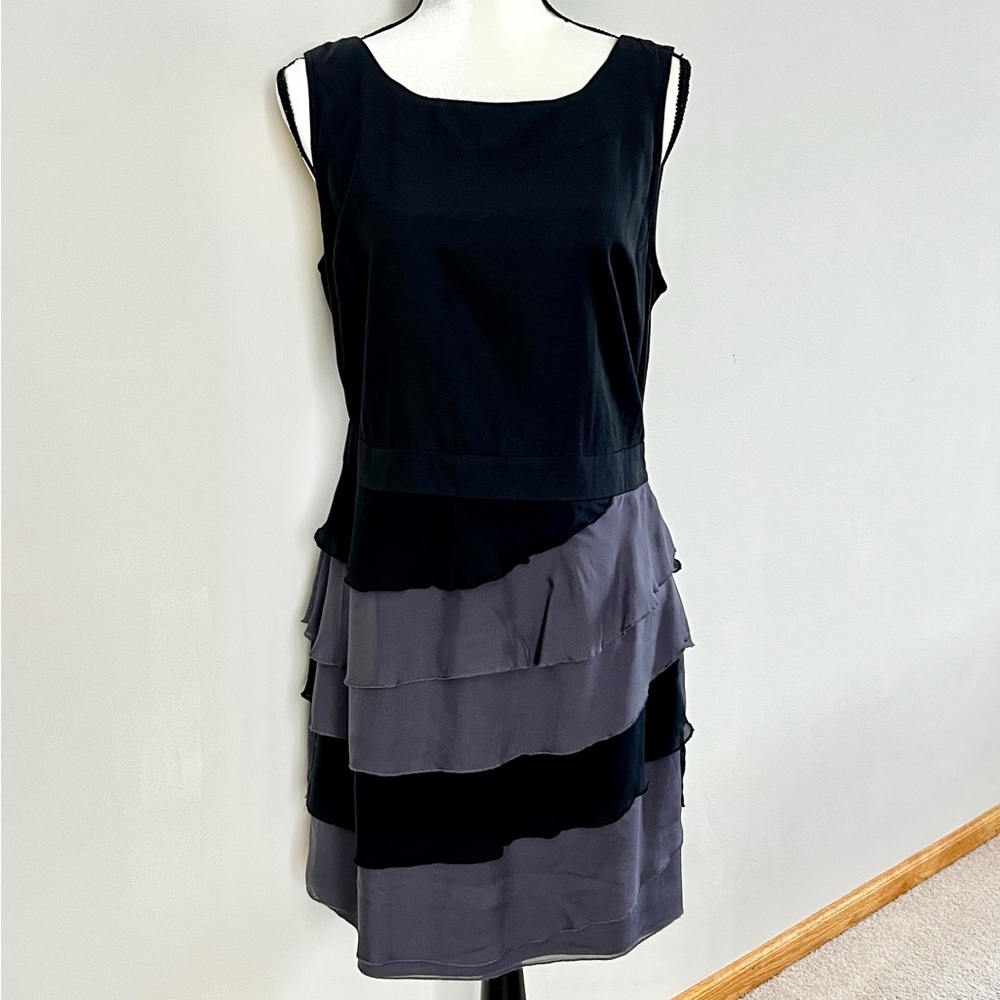 MODERN AMUSEMENT Silk Cotton Black Tank Tier Ruffle Mini Dress NWT